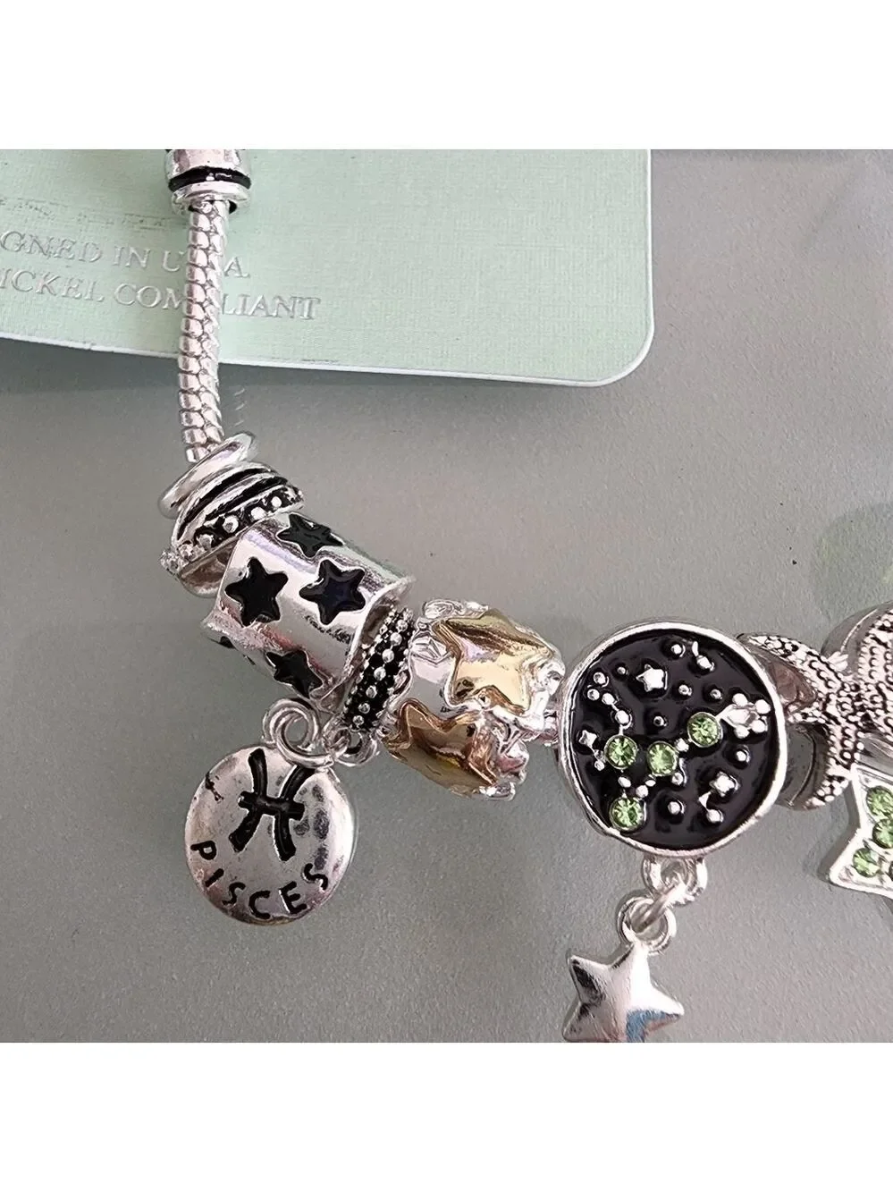 NEW Pisces Zodiac Sign Snake Chain Charm Beads Bracelet